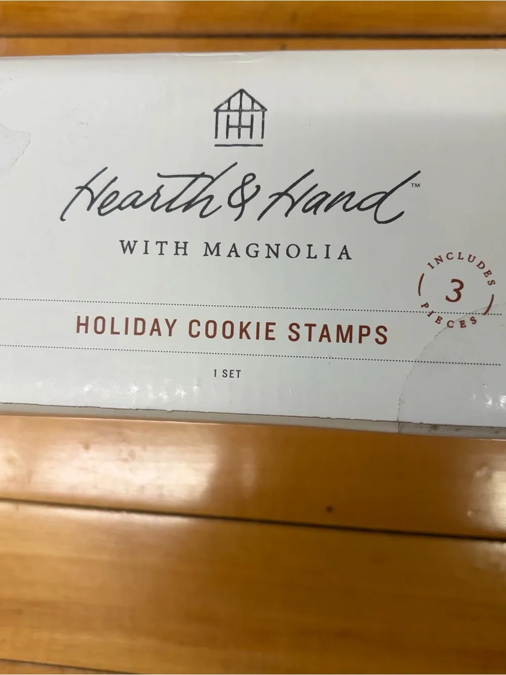 New Hearth & Hand Magnolia Metal & Wood Holiday Cookie Press Stamp Set of 3